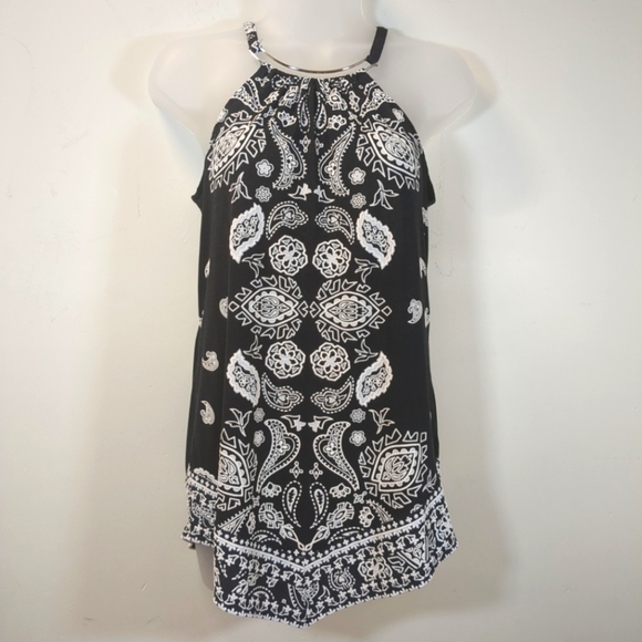 INC Women's Embroidered Black And White Tank Top, Size S - Picture 1 of 8